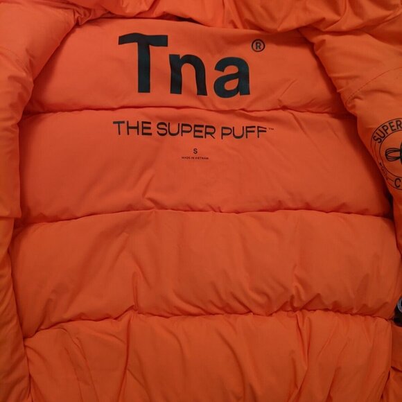 TNA womens the super puff jacket in orange in size small - Picture 3 of 13